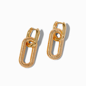 Gold-tone Textured Chain Link Hoop Earrings,