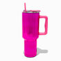 Pink Shiny Stainless Steel Handled Tumbler,