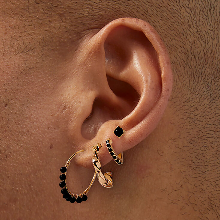 Black Onyx Beaded Earring Stackables Set - 6 Pack,