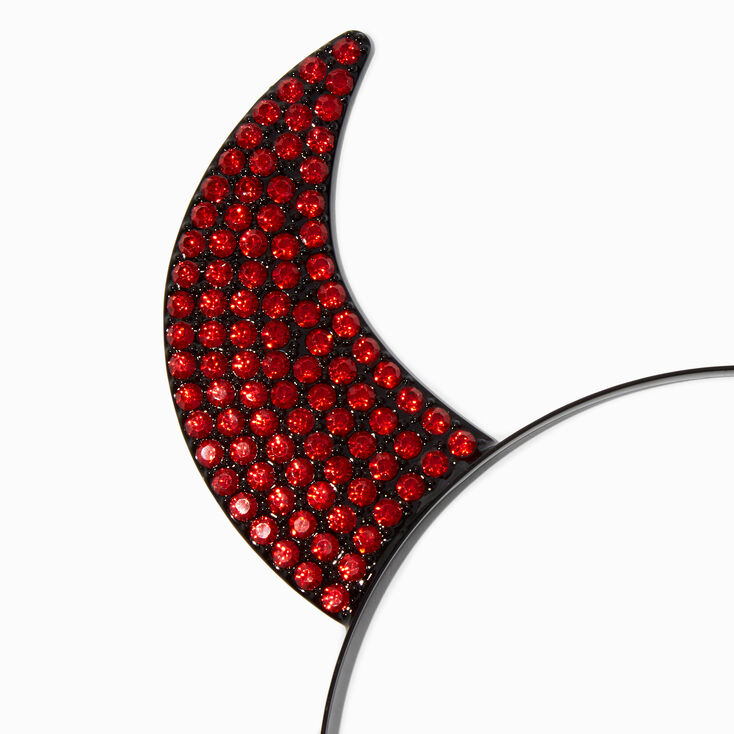Serre-t&ecirc;te cornes de diable strass rouges,