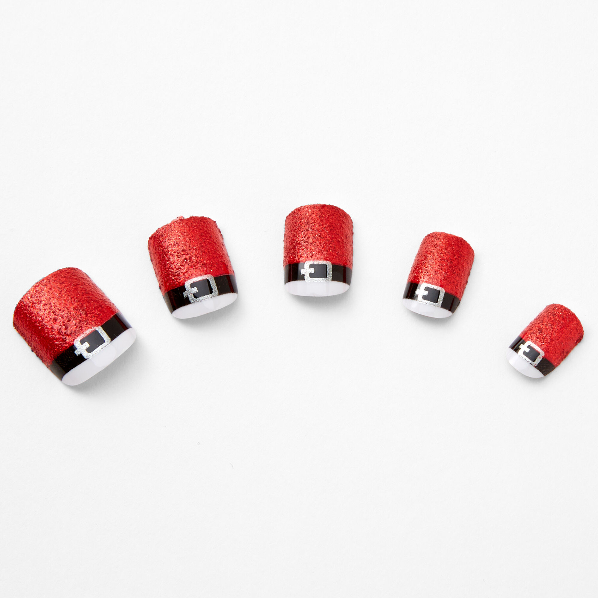 Christmas Santa French Tip Square Press On Faux Nail Set - 24 Pack,