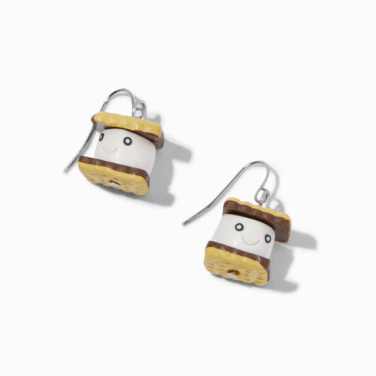 SIlver 1&quot; Smiling S&#39;more Drop Earrings,