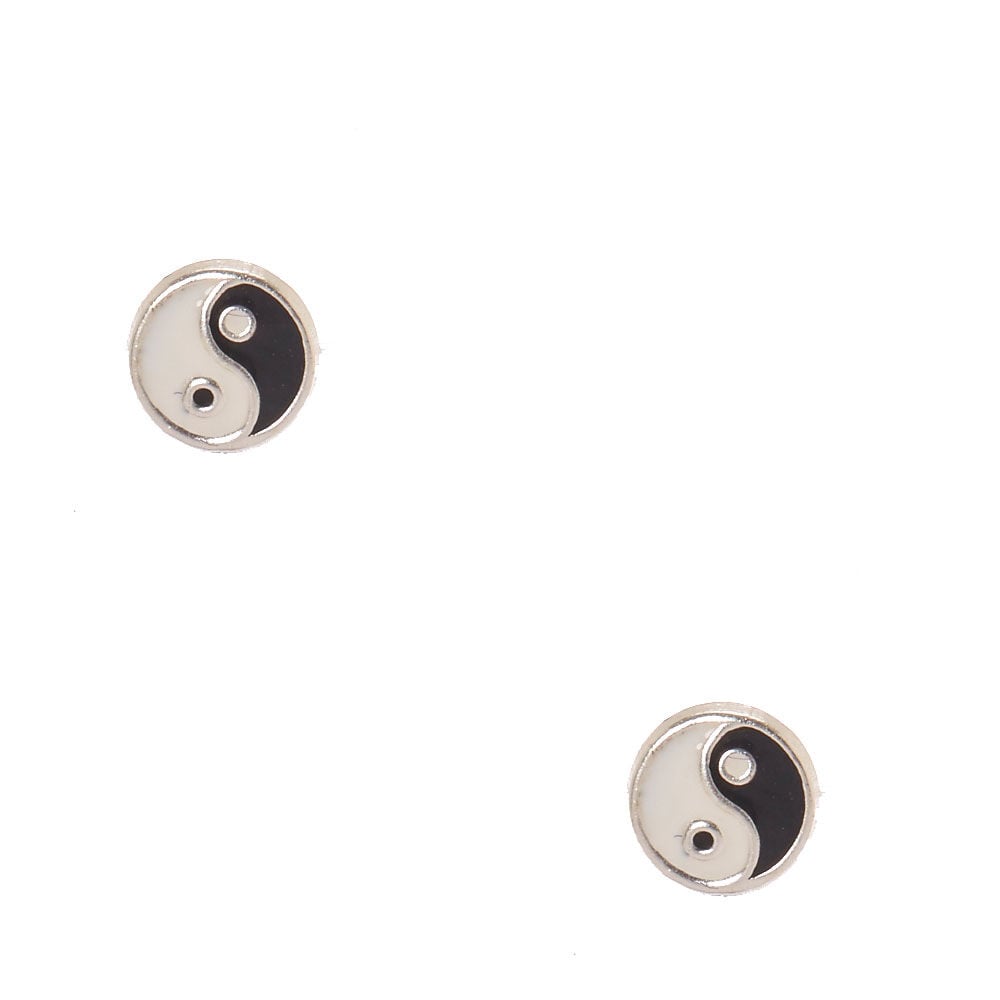 Yin yang stud earrings sterling silver clearance