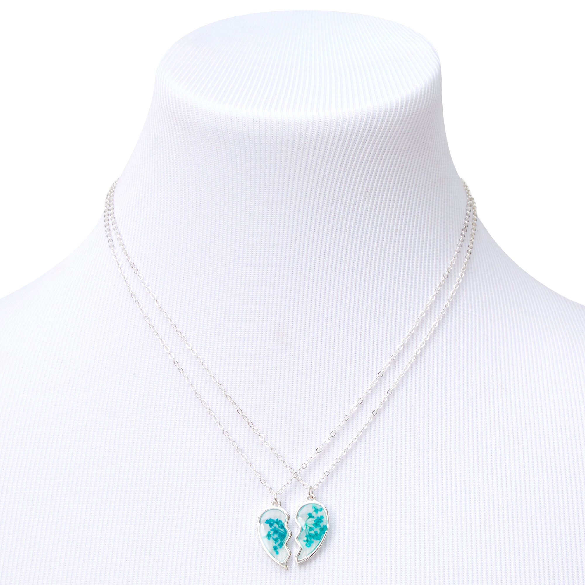 Best Friends Floral Heart Pendant Necklaces - 2 Pack