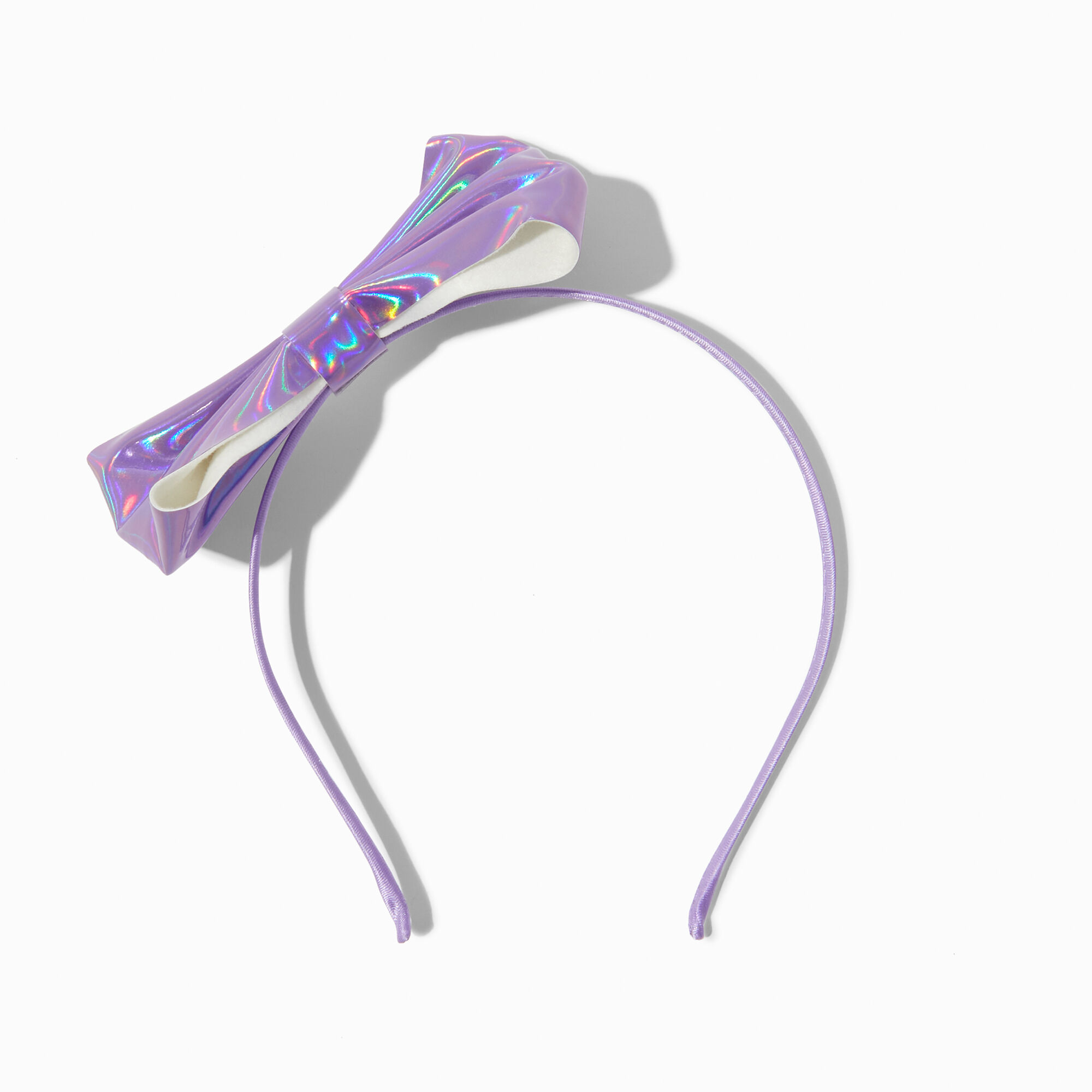 View Claires Holographic Side Bow Headband Purple information