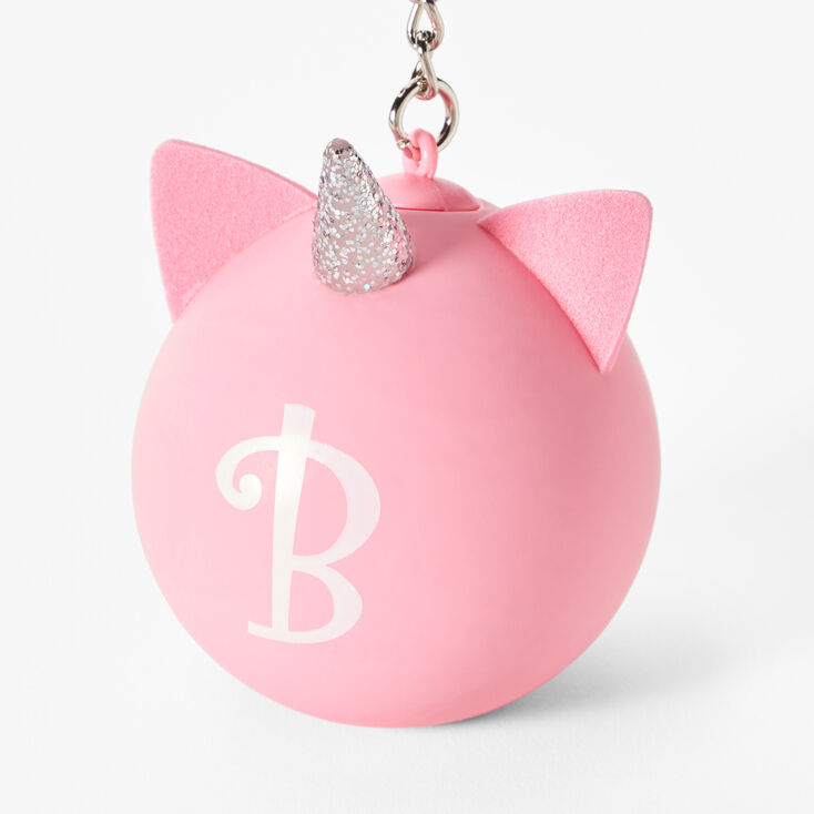 Initial Unicorn Stress Ball Keychain - Pink, B,