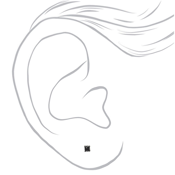 Clous d&#39;oreilles ronds avec strass en zircon cubique d&rsquo;imitation noirs - 3&nbsp;mm,