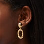 Gold-tone Beaten 2&quot; Oval Drop Earrings,