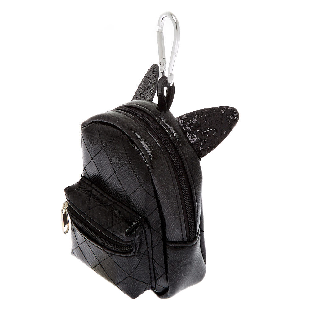 Porte cl s mini sac dos noir oreilles de chat