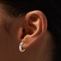 White Enamel Huggie Hoop Earrings,