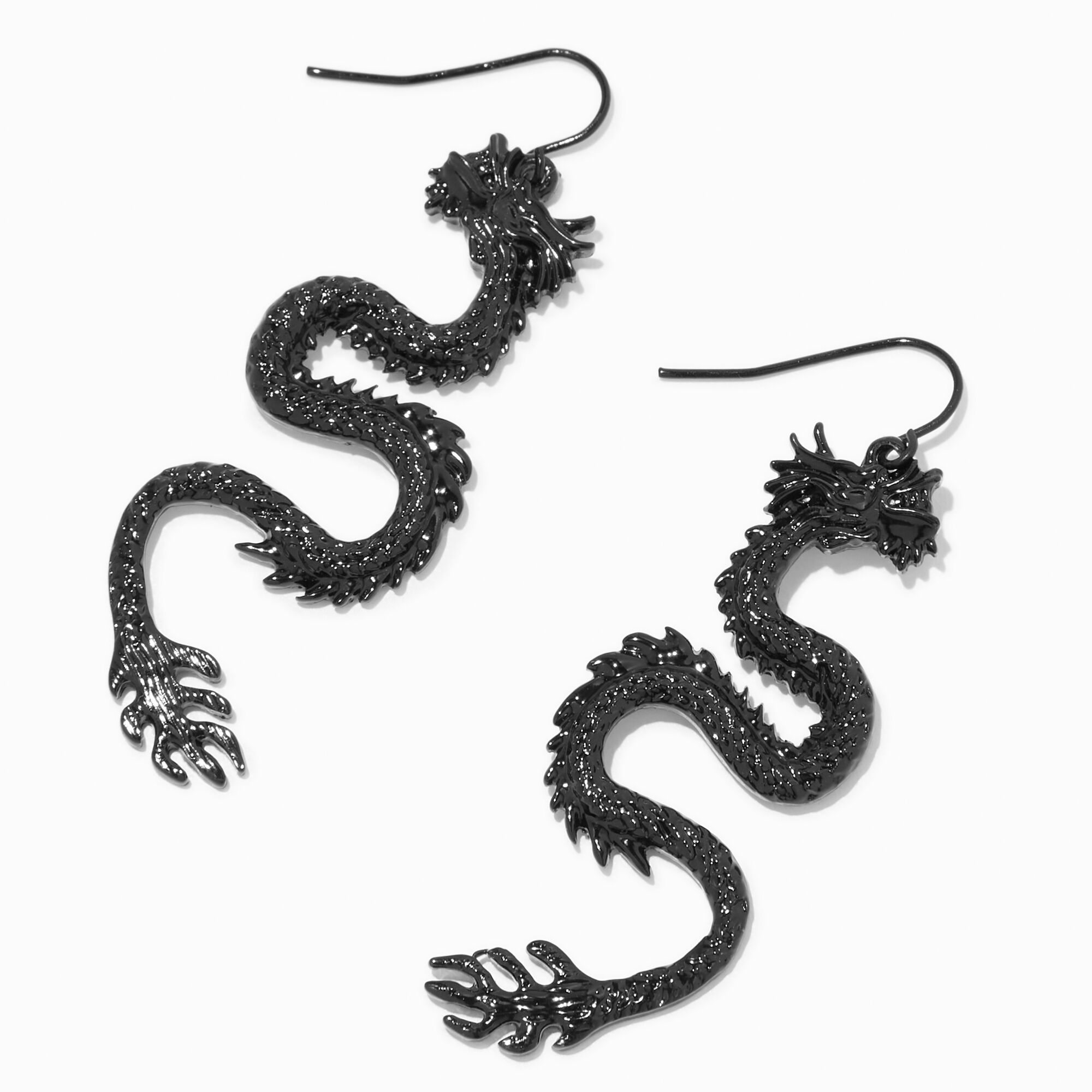 Black Dragon 2" Drop Earrings,