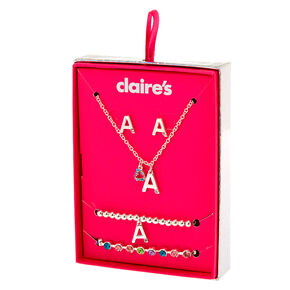 Go to Product: Silver Rainbow Initial Jewellery Gift Set - A, 4 Pack from Claires
