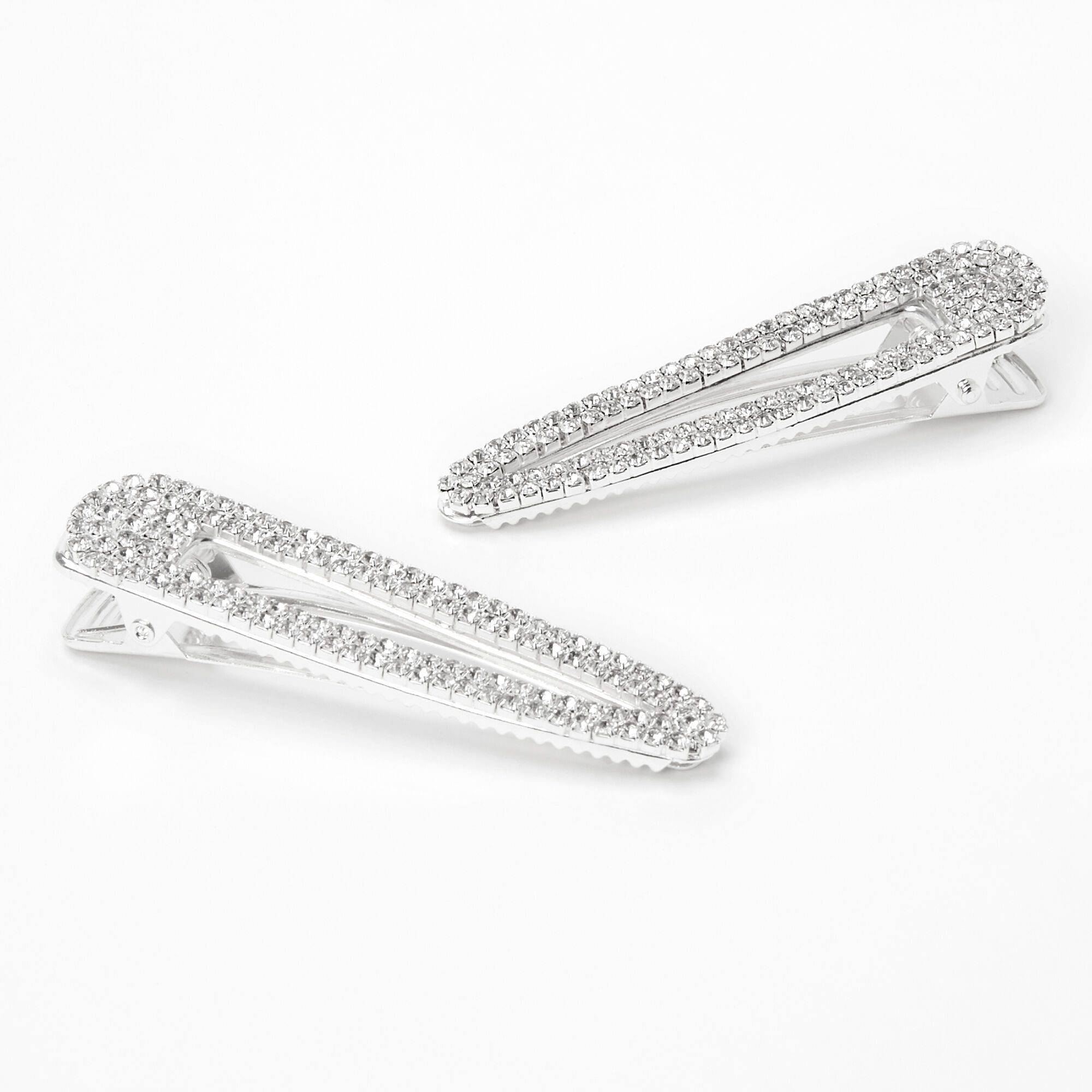 Silver Rhinestone Hair Clips - 2 Pack,