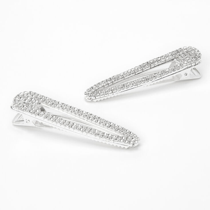 Barrettes avec strass couleur argent&eacute;e - Lot de 2,