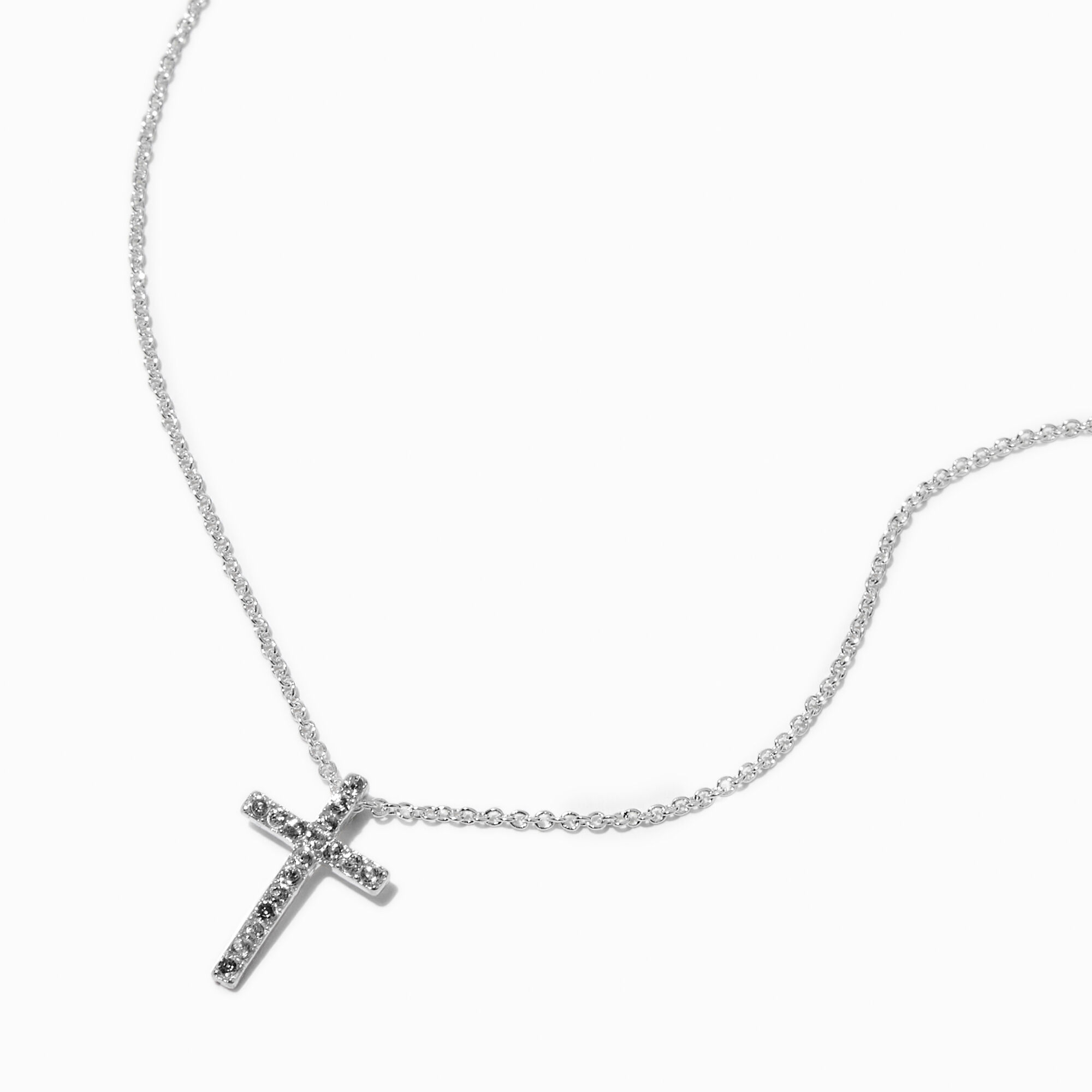View Claires Club Tone Cross Necklace Silver information