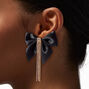 Black Bow Gold-tone Fringe Drop Earrings,