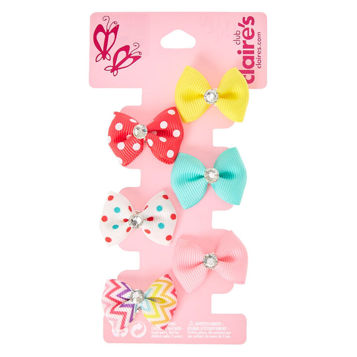 Claire&#39;s Club Chevron Polka Dot Mini Bow Hair Clips - 6 Pack,