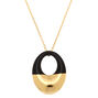 Gold Open Enamel Pendant Necklace - Black,