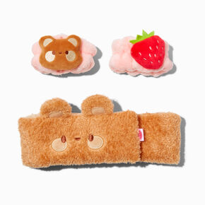 Strawberry Bear Makeup Bow Headwrap &amp; Face Washing Wrist Bands - 3 Pack,