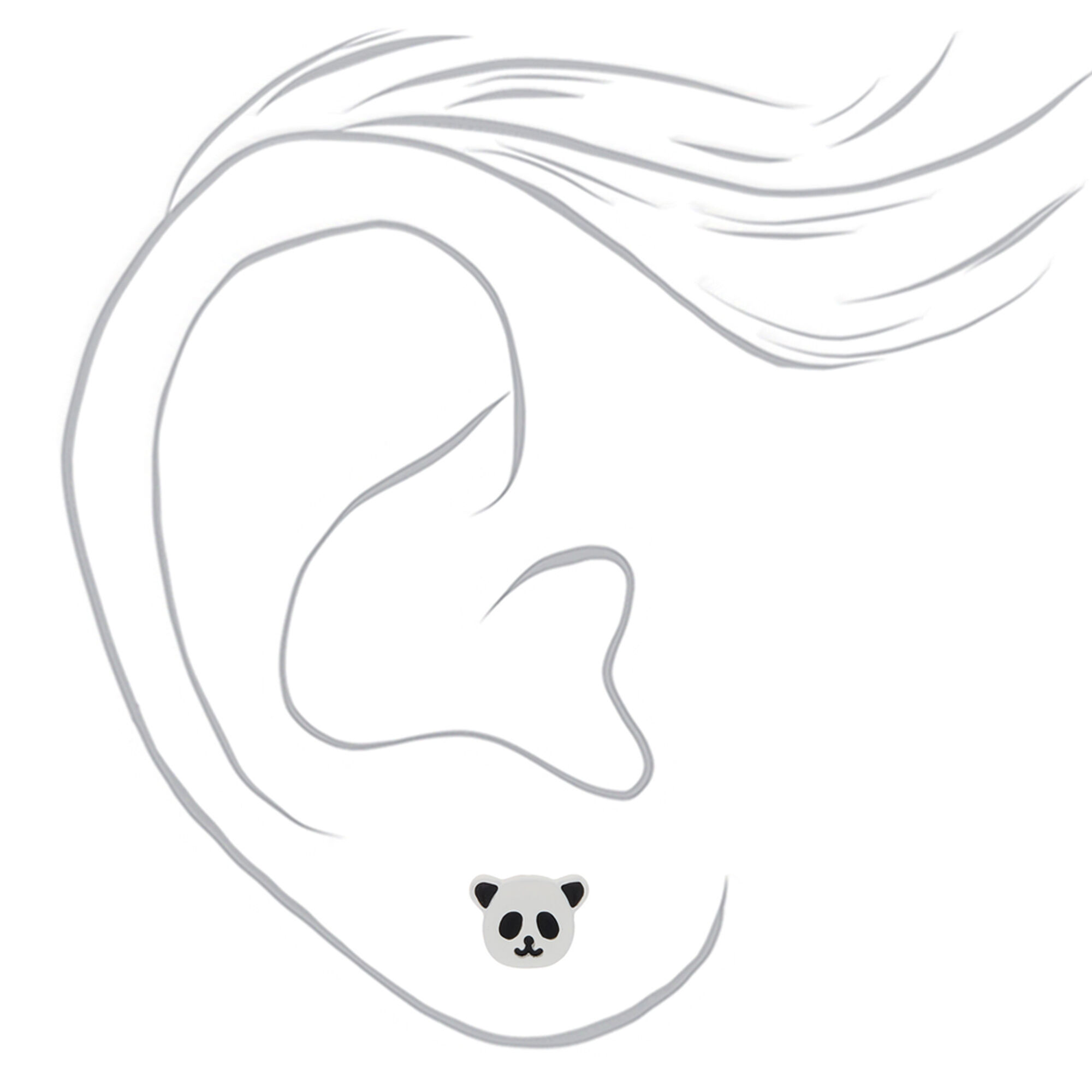 Panda Stud Earrings White