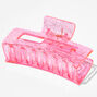 Medium Rectangle Pink Glitter Hair Claw,