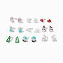 Joy to the World Enameled Stud Earrings - 9 Pack,