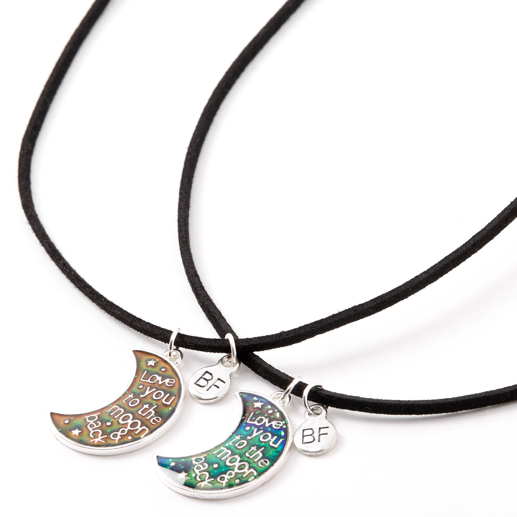 Colliers best friends avec pendentif lune d'humeur monté sur un cordon - Lot de 2,