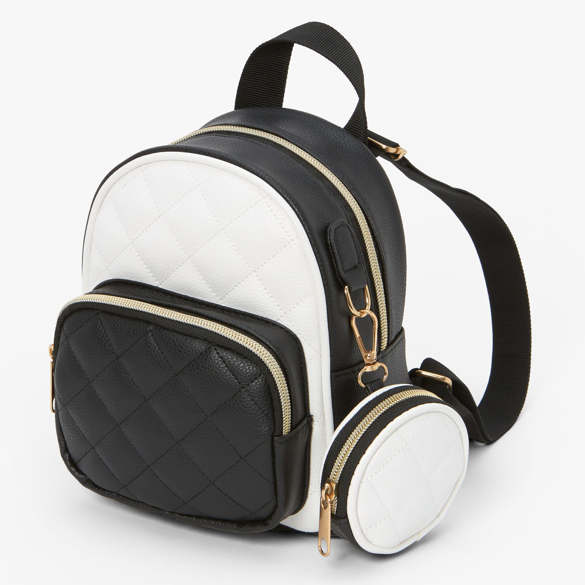 Black quilted store mini backpack