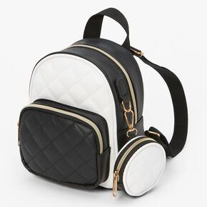 Quilted Mini Backpack - Black &amp; White,
