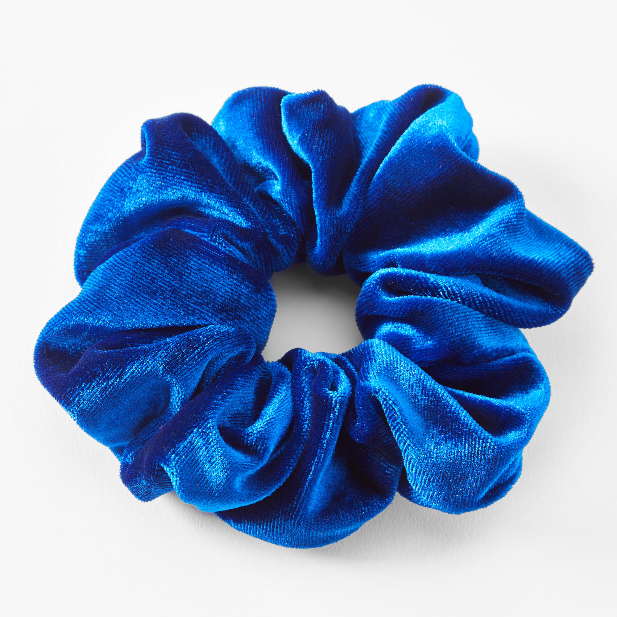 View Claires Medium Velvet Hair Scrunchie Royal Blue information