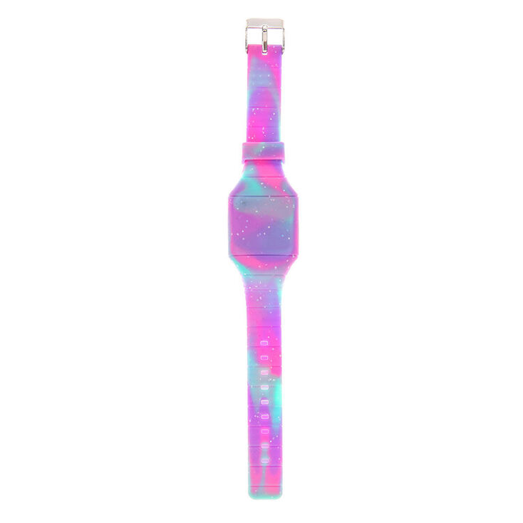 Tie Dye Glitter Rubber Watch - Purple,