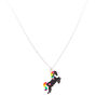 Black and Neon Rainbow Unicorn Pendant Necklace,