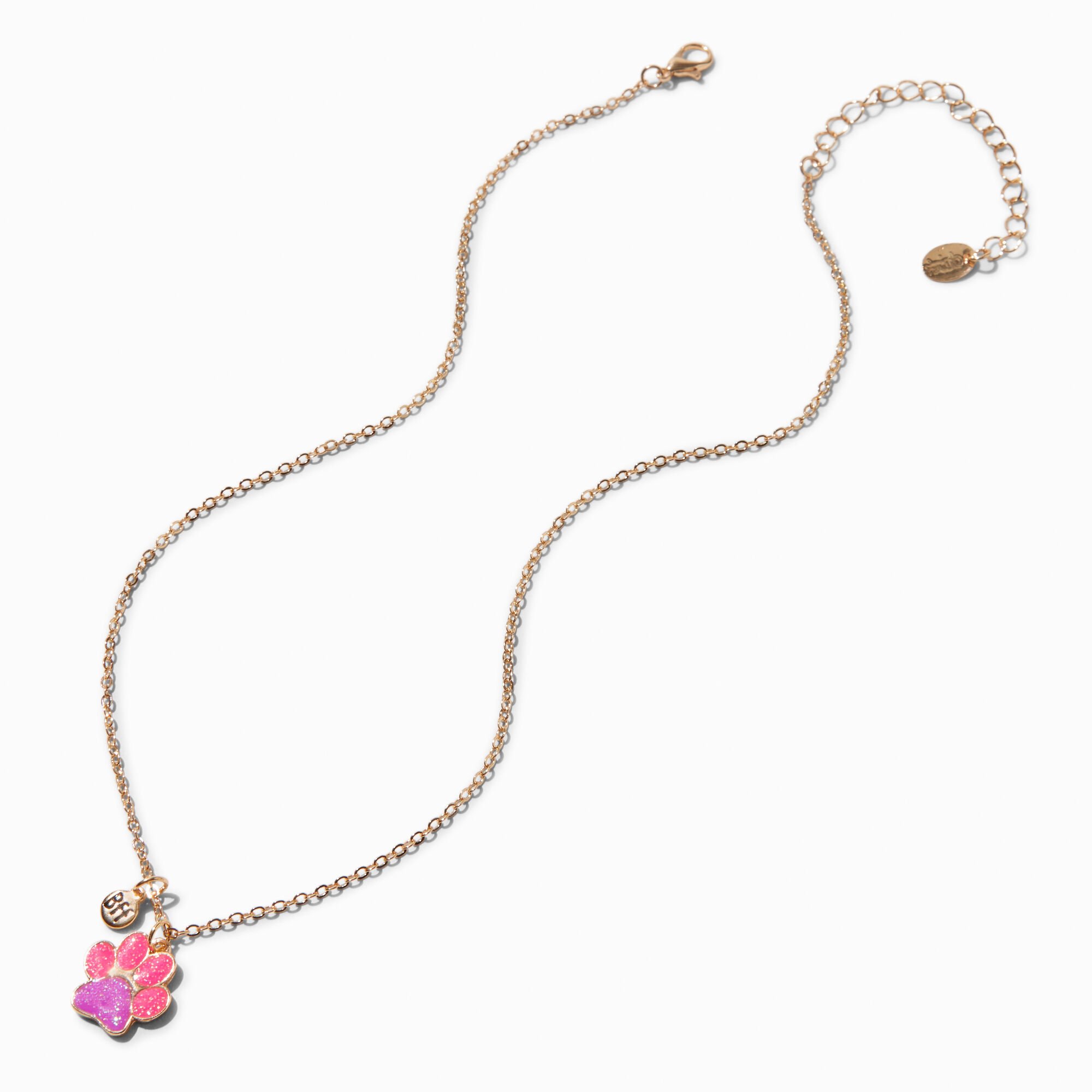 Best Friends Glitter Paw Pendant Necklaces - 3 Pack,