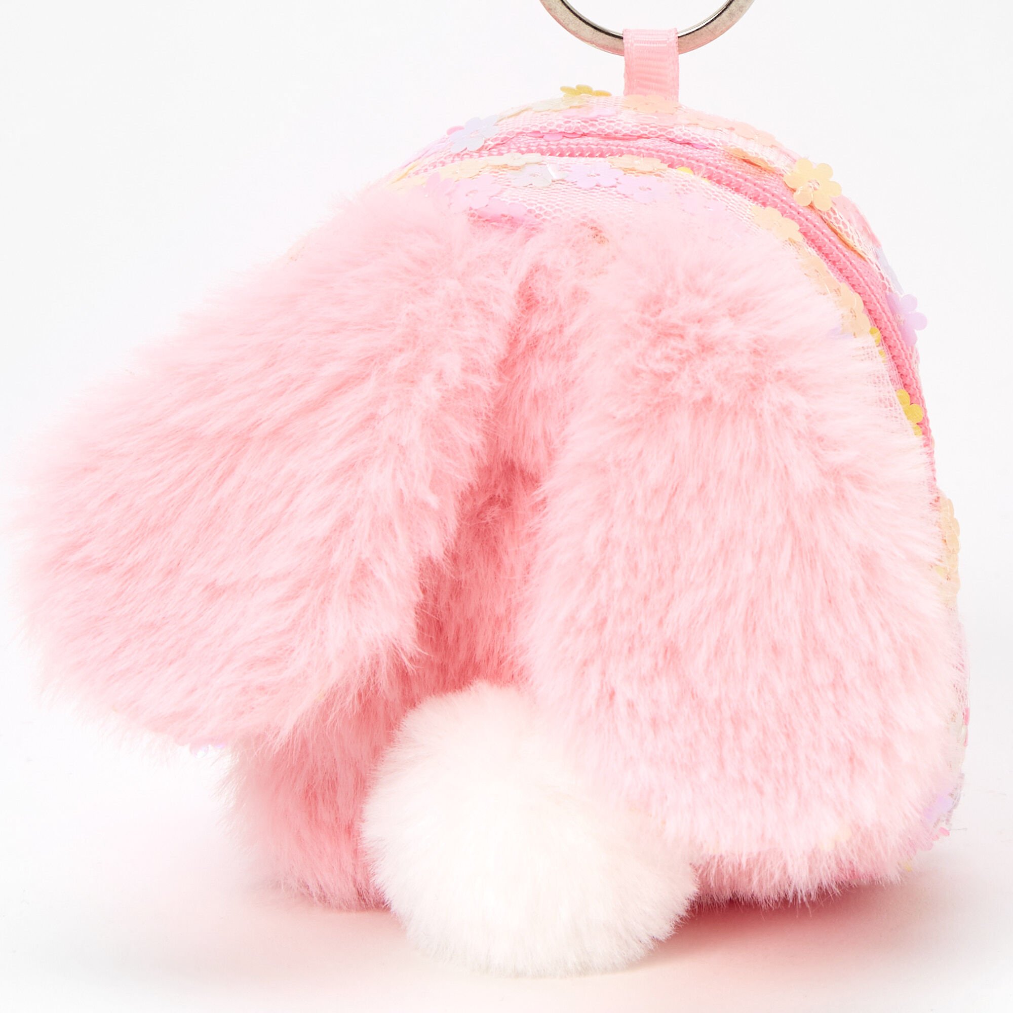 Easter Furry Pink Bunny Keychain Pouch,