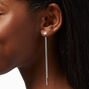 Silver Pearl 4&quot; Linear Drop Earrings,