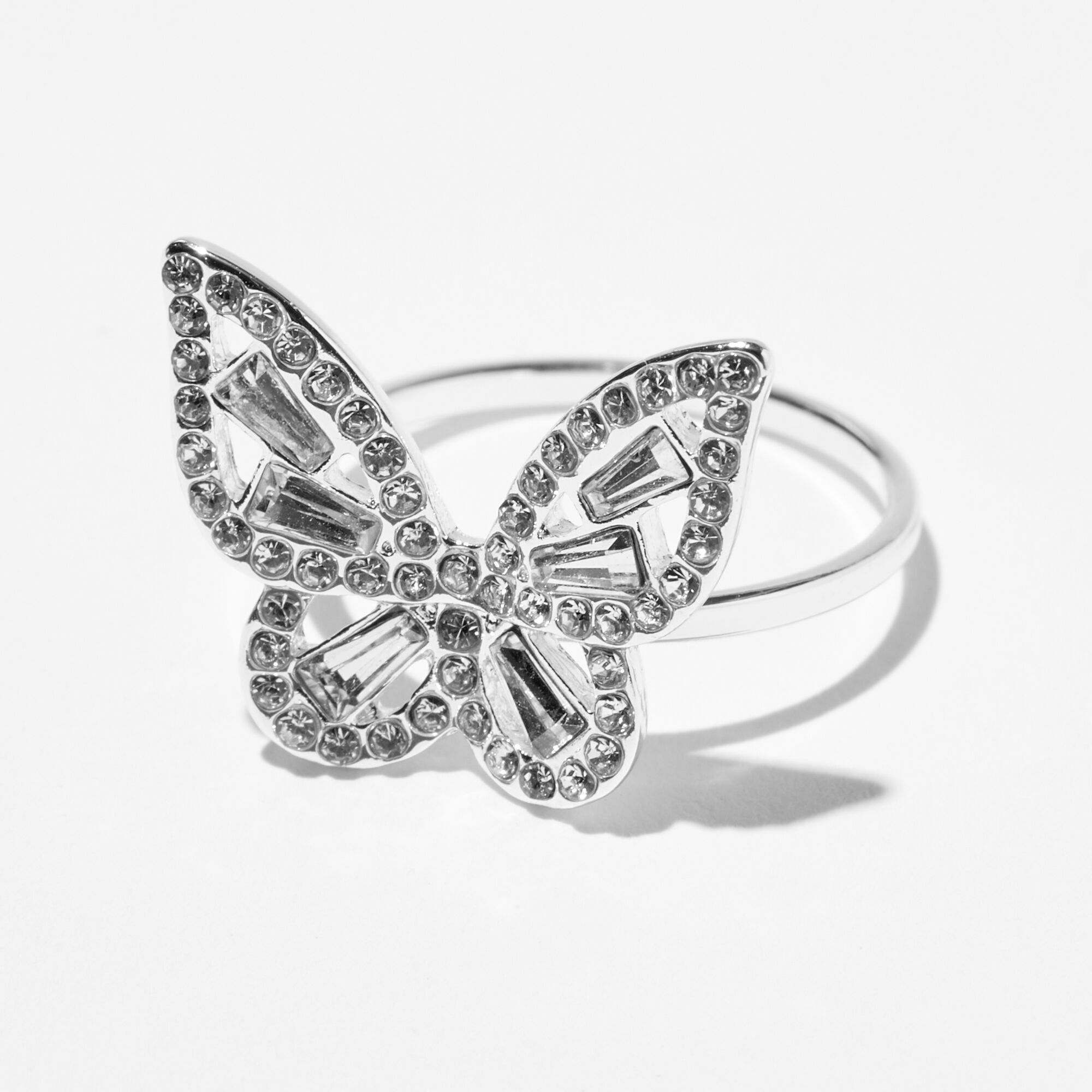 Silver Embellished Butterfly Ring,