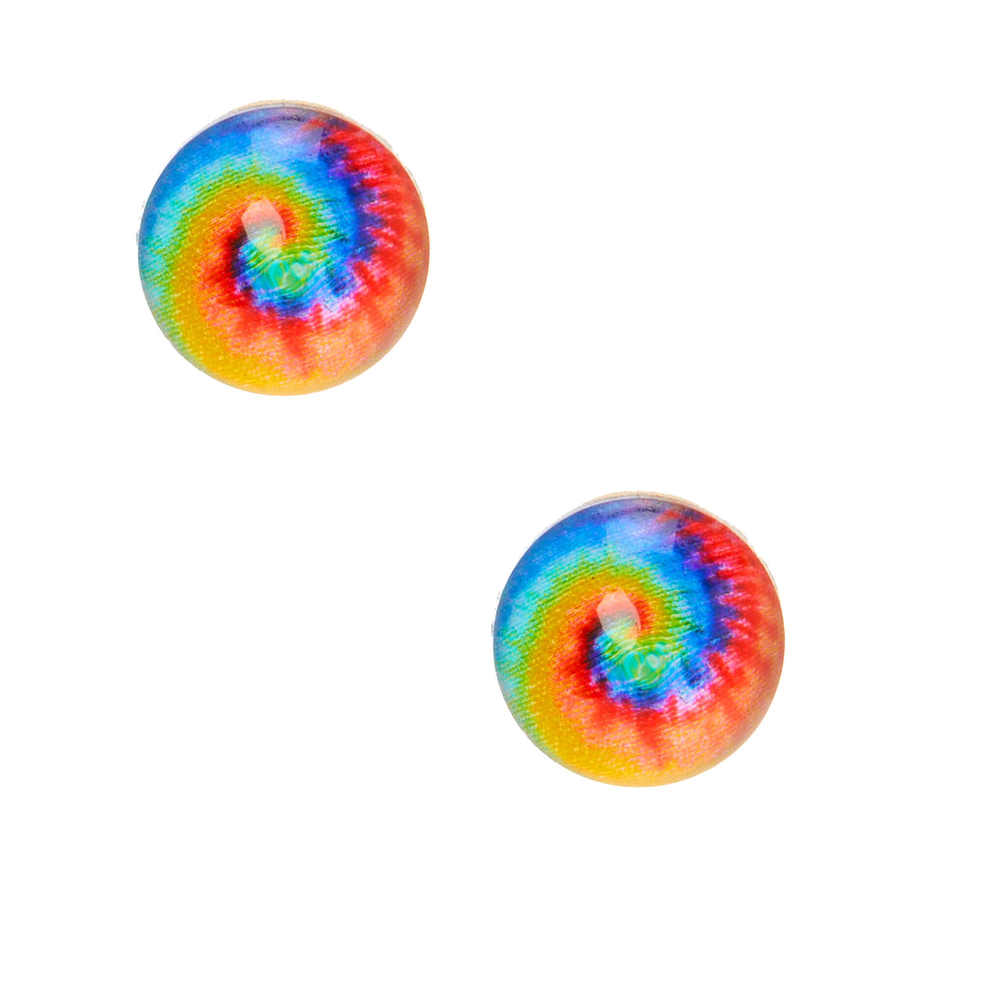 View Claires Rainbow Tie Dye Stud Earrings Silver information