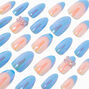 Blue 3D Bow Stiletto Vegan Faux Nail Set - 24 Pack,