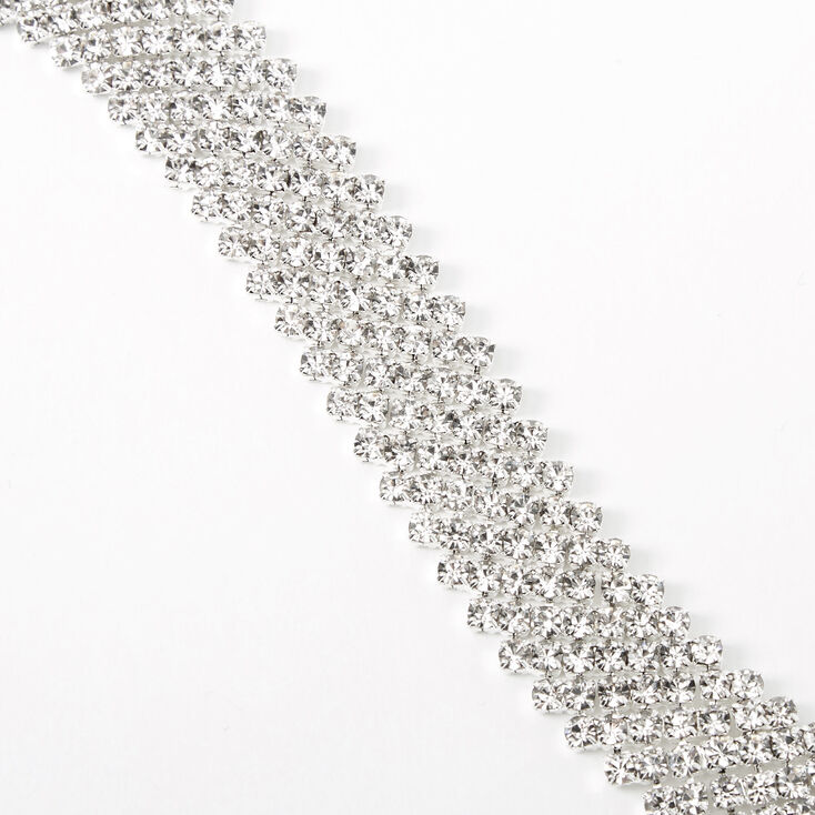 Silver-tone Rhinestone Zig Zag Chain Bracelet,