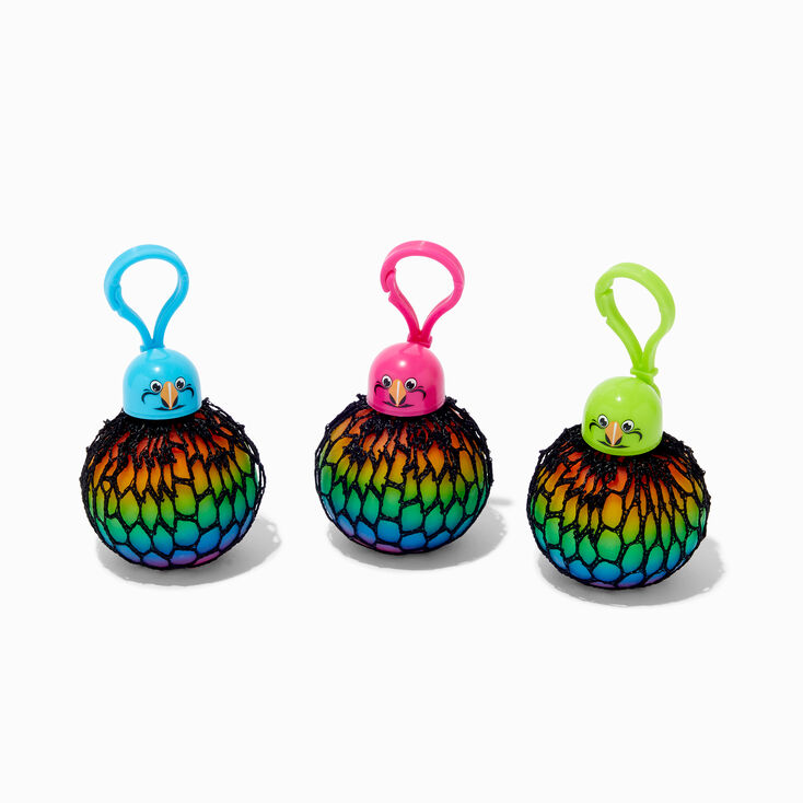 Jouet fidget perroquet balle spongieuse dans un filet - Les mod&egrave;les peuvent varier,