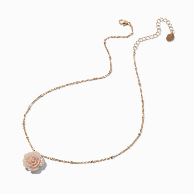 Collier &agrave; pendentif avec rose sculpt&eacute;e rose,