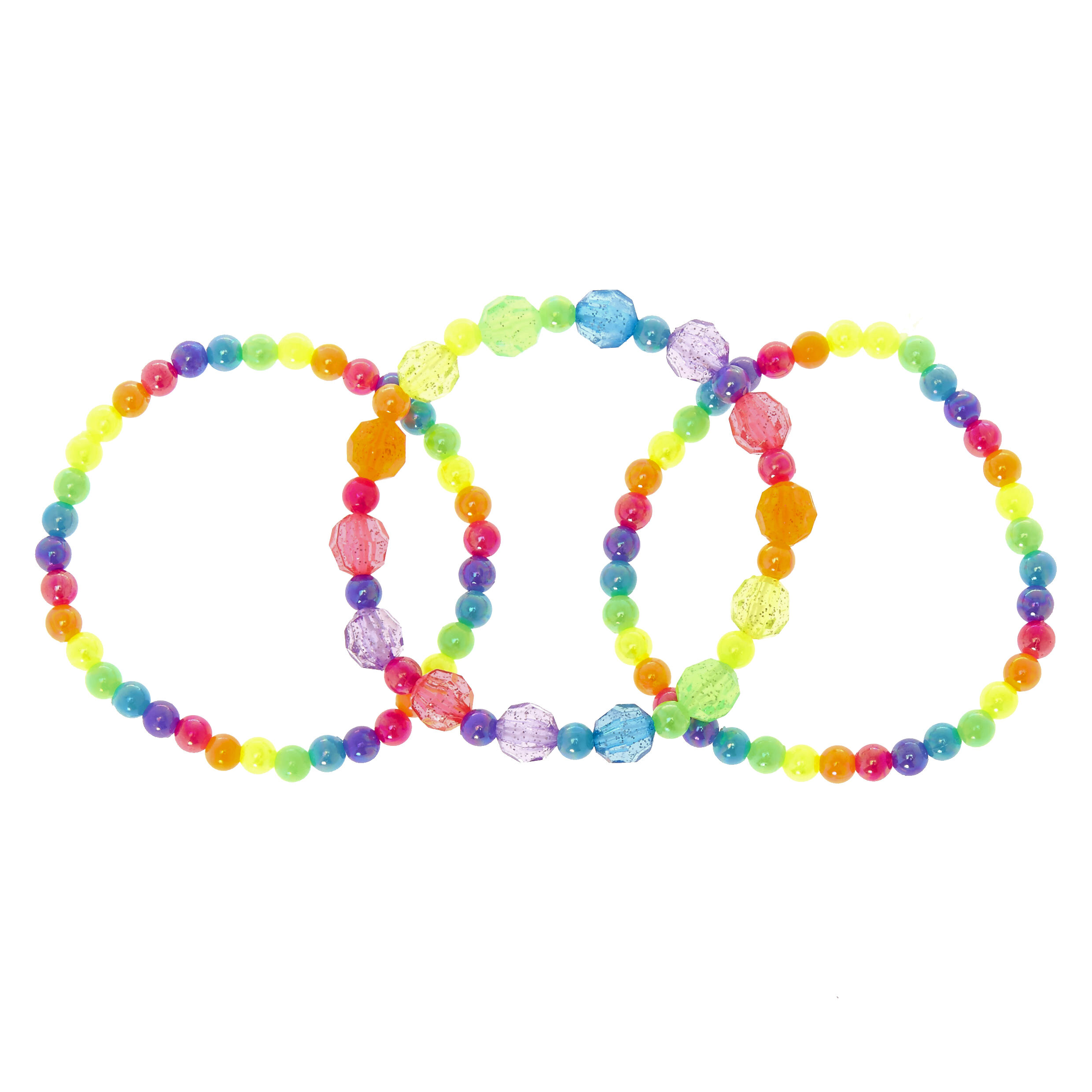 Claire's Club Rainbow Beaded Stretch Bracelets - 3 Pack,