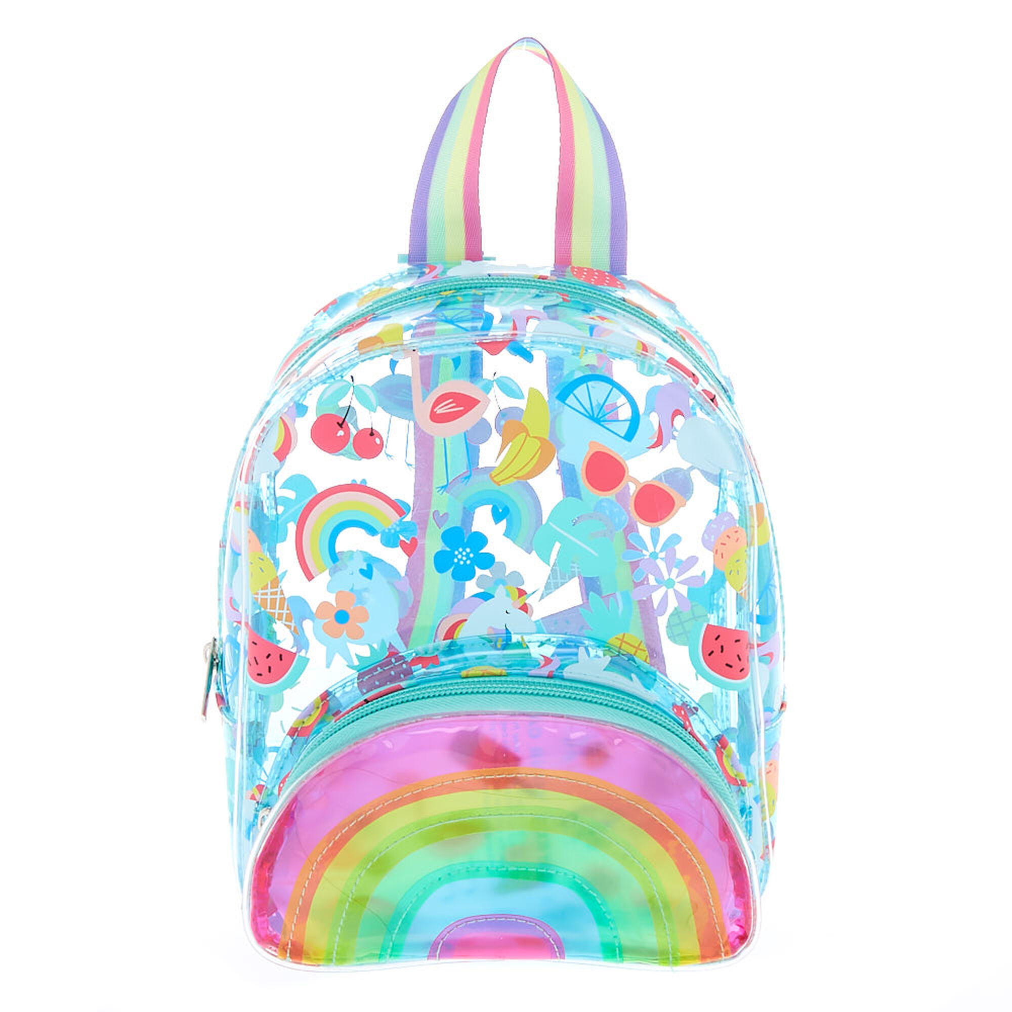 Claire's Club Summer Print Small Backpack - Blue | Claire's US