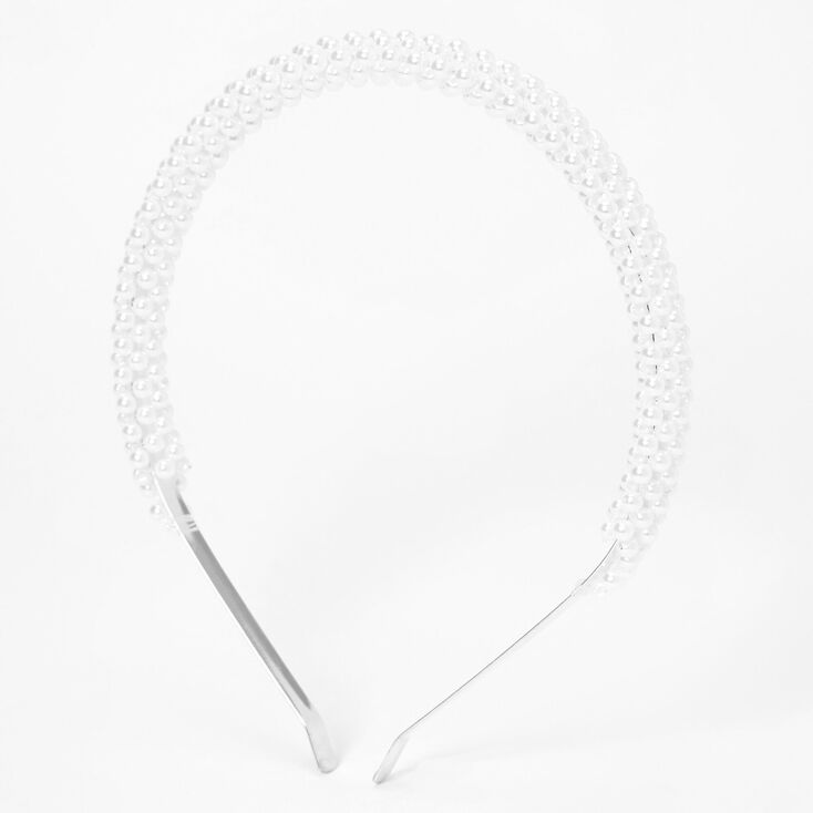 White Layered Pearl Headband,