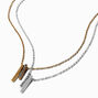 Mixed Metal Crystal Pav&eacute; Bar Pendant Necklaces - 2 Pack ,