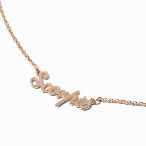 Gold-tone Script Zodiac Pendant Necklace - Scorpio,