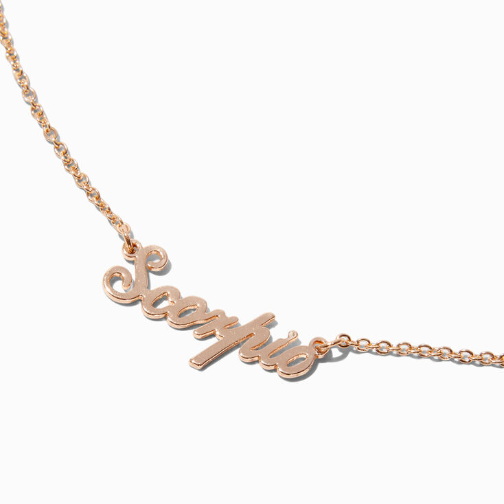 Gold-tone Script Zodiac Pendant Necklace - Scorpio,