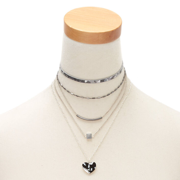 Black &amp; White Resin Multi Strand Necklaces - 3 Pack,