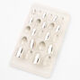 Silver Metallic Stars Almond Press On Faux Nail Set - 24 Pack,