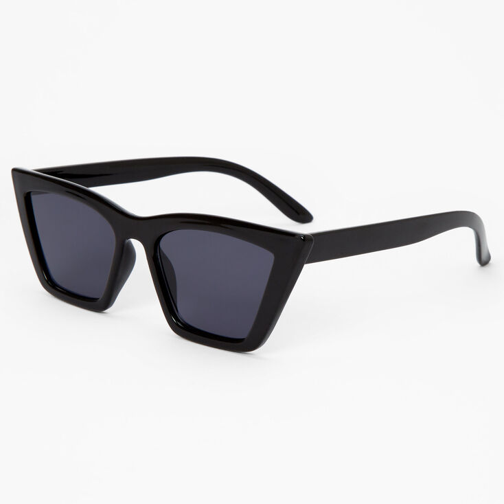 Square Retro Cat Eye Sunglasses - Black,